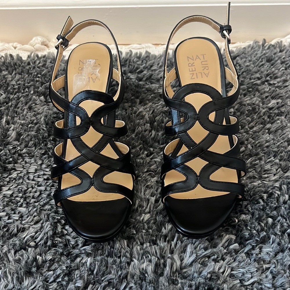Black open toe heels
